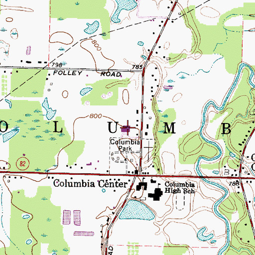Topographic Map of Columbia Middle School, OH