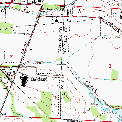 Topographic Map of Ausbergers Creek, OH