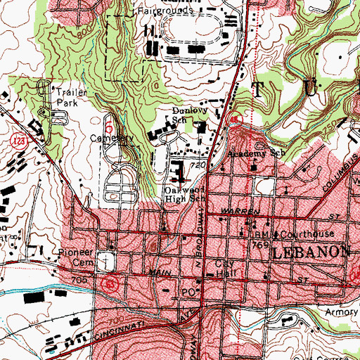 Topographic Map of Berry Intermediate School, OH