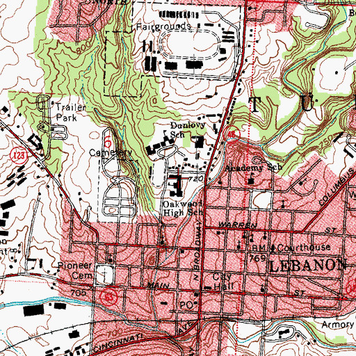 Topographic Map of Lucille Berry Middle School, OH
