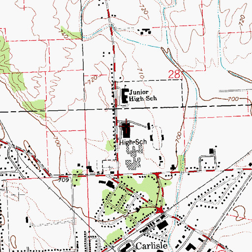 Topographic Map of Carlisle High School, OH