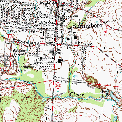 Topographic Map of Clearcreek Elementary School, OH