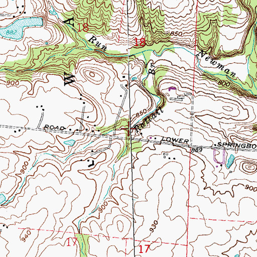Topographic Map of Cooks Run, OH