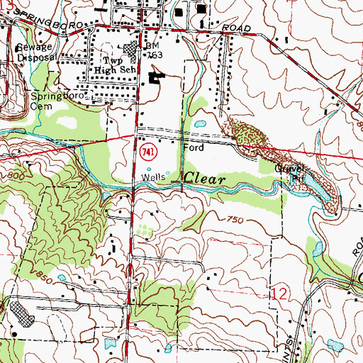 Topographic Map of Coon Creek, OH