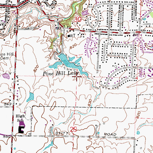 Topographic Map of Corwin M Nixon Pine Hill Lakes Park, OH