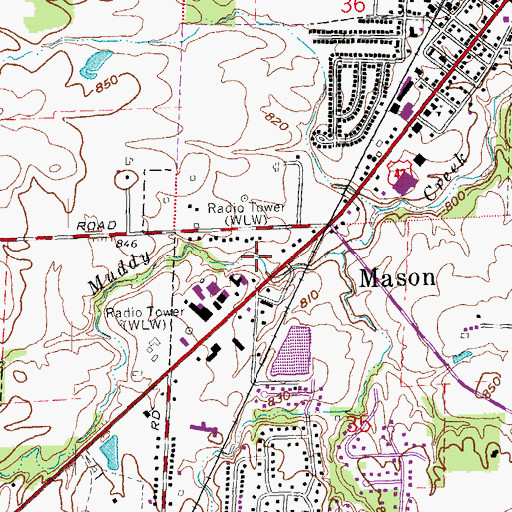Topographic Map of Davis Run, OH