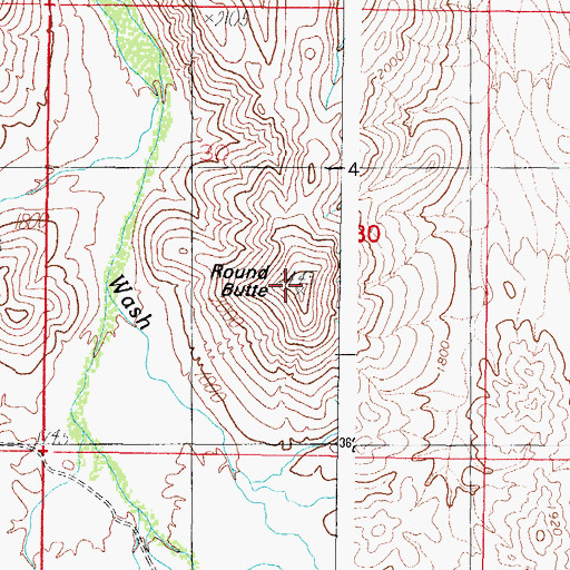 Topographic Map of Round Butte, AZ