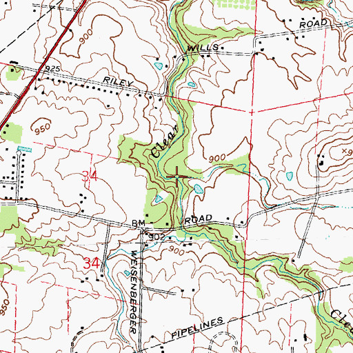 Topographic Map of Emleys Run, OH