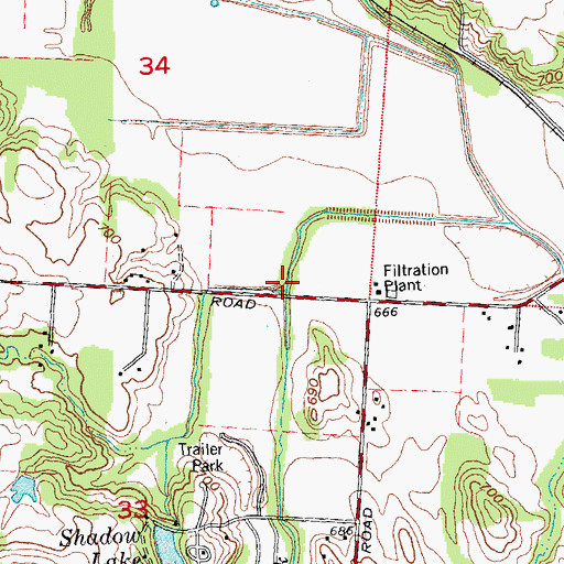 Topographic Map of Fanni Tellis Creek, OH