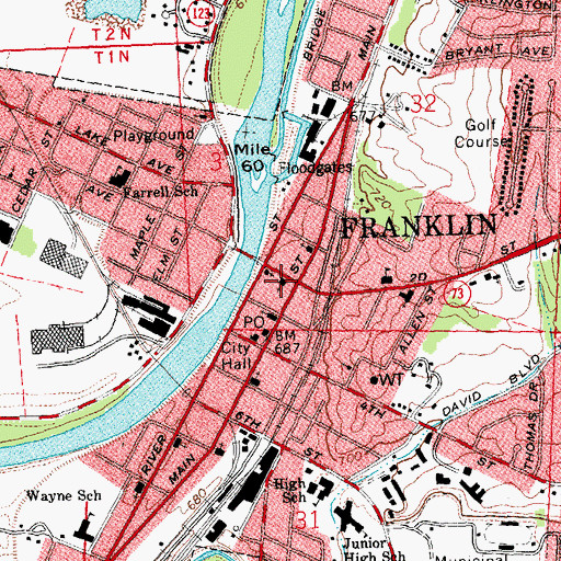 Topographic Map of First Baptist Church, OH