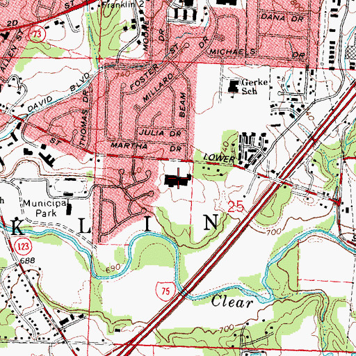 Topographic Map of Franklin High School, OH