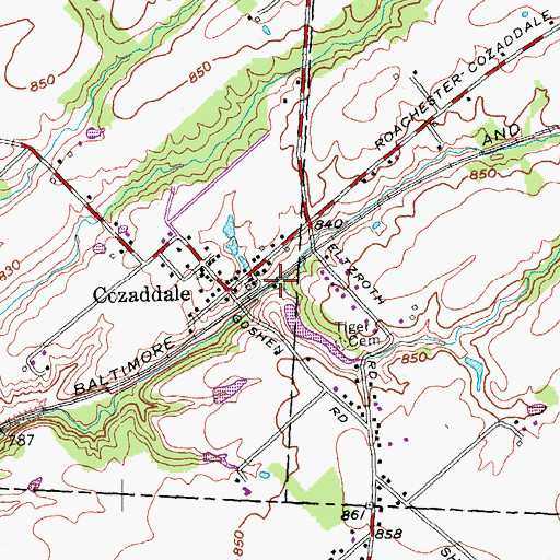 Topographic Map of Frybergers Run, OH