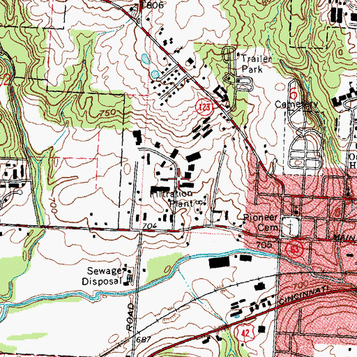 Topographic Map of Harmon Industrial Park, OH