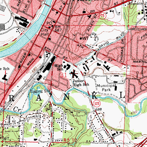 Topographic Map of Hempton Benrott Middle School, OH