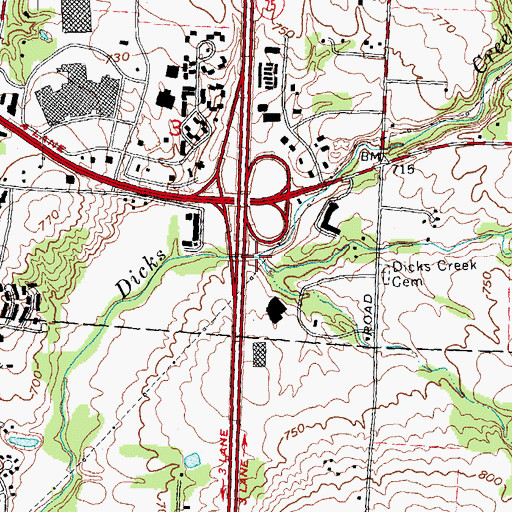 Topographic Map of Hendricksons Run, OH