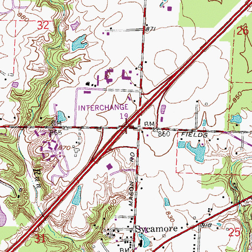 Topographic Map of Interchange 19, OH