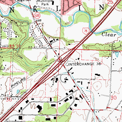 Topographic Map of Interchange 36, OH