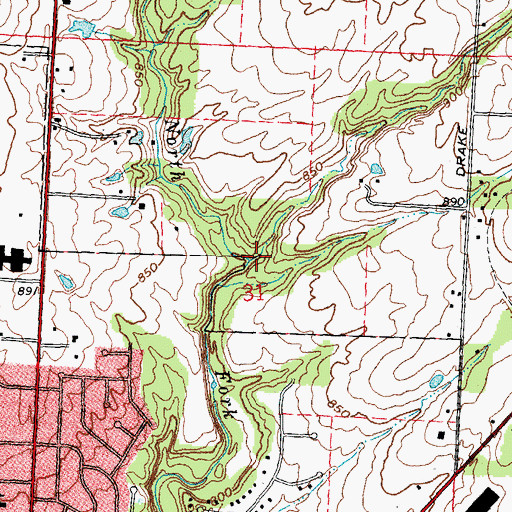 Topographic Map of Irons Run, OH