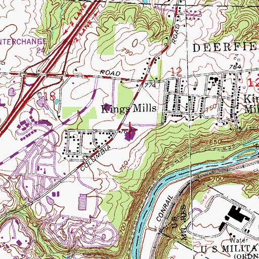 Topographic Map of Kings High School, OH