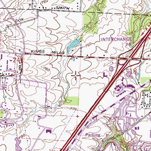 Topographic Map of Kings Mill Business Park, OH