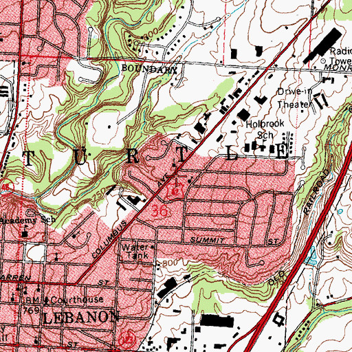 Topographic Map of Lebanon Christian School, OH