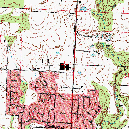 Topographic Map of Lebanon High School, OH