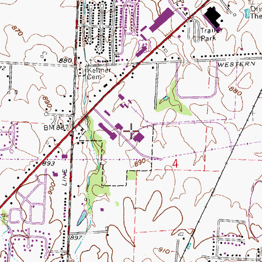 Topographic Map of Mason Interstate Industrial Park, OH