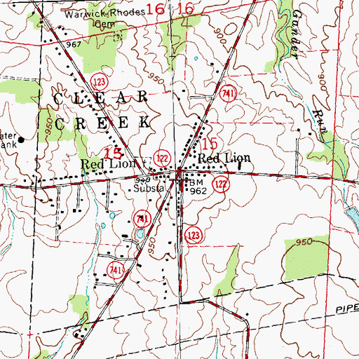 Topographic Map of Red Lion United Methodist Church, OH