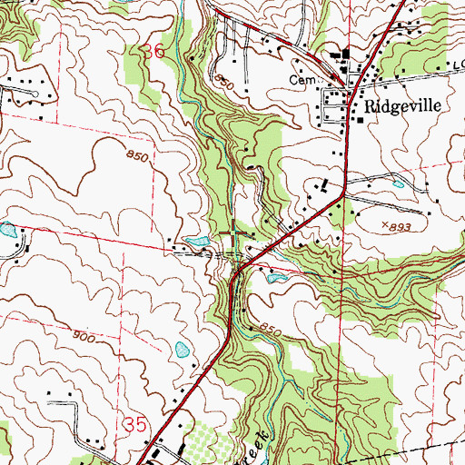 Topographic Map of Rileys Run, OH