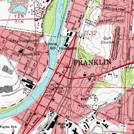 Topographic Map of Saint Mary Catholic Church, OH