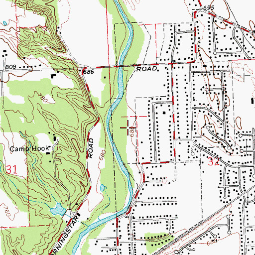 Topographic Map of Twin Creek Park, OH