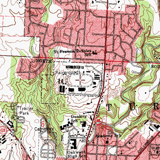 Topographic Map of Warren County Fairgrounds, OH