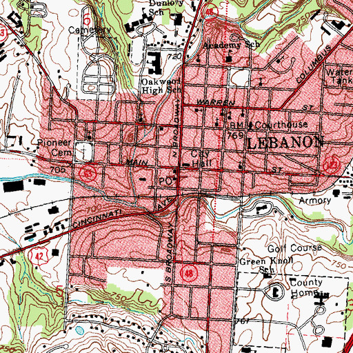 Topographic Map of Warren County Museum, OH