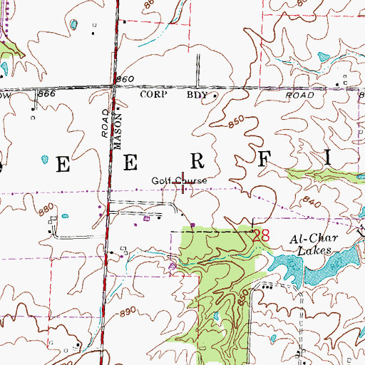 Topographic Map of Western Row Golf Course, OH