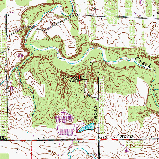 Topographic Map of Camp Stigwandish, OH