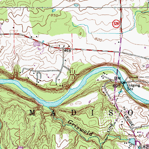 Topographic Map of Hidden Valley Metropolitan Park, OH
