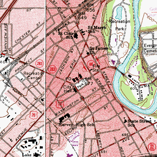 Topographic Map of Lake County Courthouse, OH