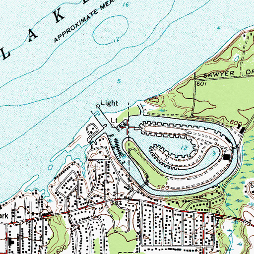 Topographic Map of Mentor Harbor, OH