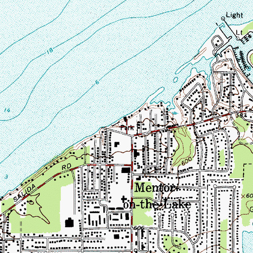 Topographic Map of Mentor Beach Park, OH