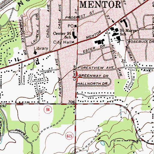 Topographic Map of West Mentor, OH