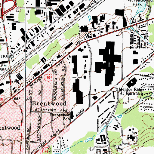Topographic Map of Mentor Mall Shopping Center, OH