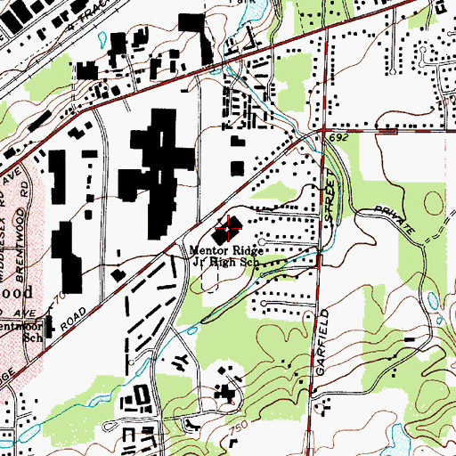 Topographic Map of Mentor Ridge Junior High School, OH