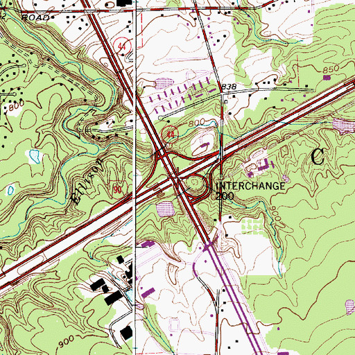 Topographic Map of Interchange 200, OH