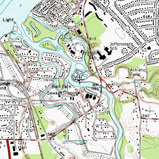 Topographic Map of Chagrin River Yacht Club, OH
