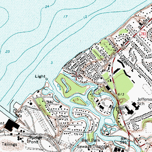 Topographic Map of Chagrin Harbor Beach Yacht Club, OH
