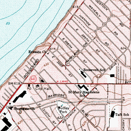 Topographic Map of Erie Side, OH