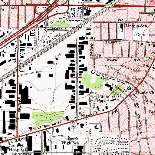 Topographic Map of Willoughby Industrial Park, OH