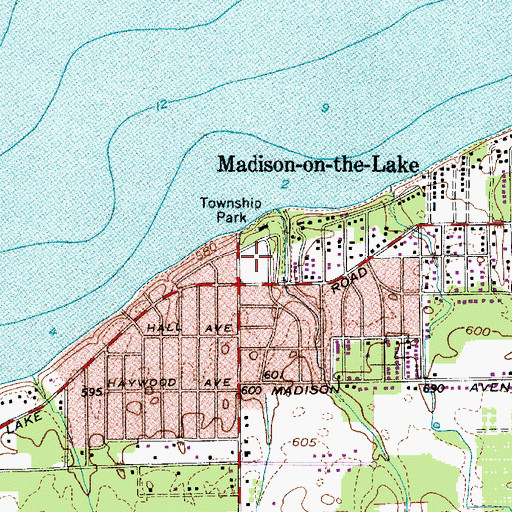 Topographic Map of Madison Township Park, OH