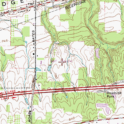 Topographic Map of Powderhorn Golf Course, OH