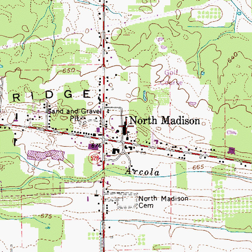 Topographic Map of North Madison Elementary School, OH